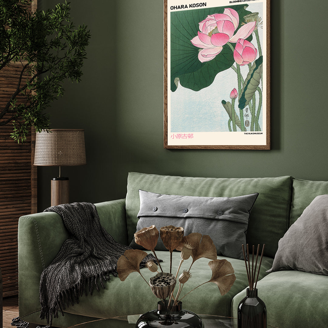 Lotus Poster by Ohara Koson 3 : 4 Vertical New Premium Wall Art Canvas by MeriDeewar