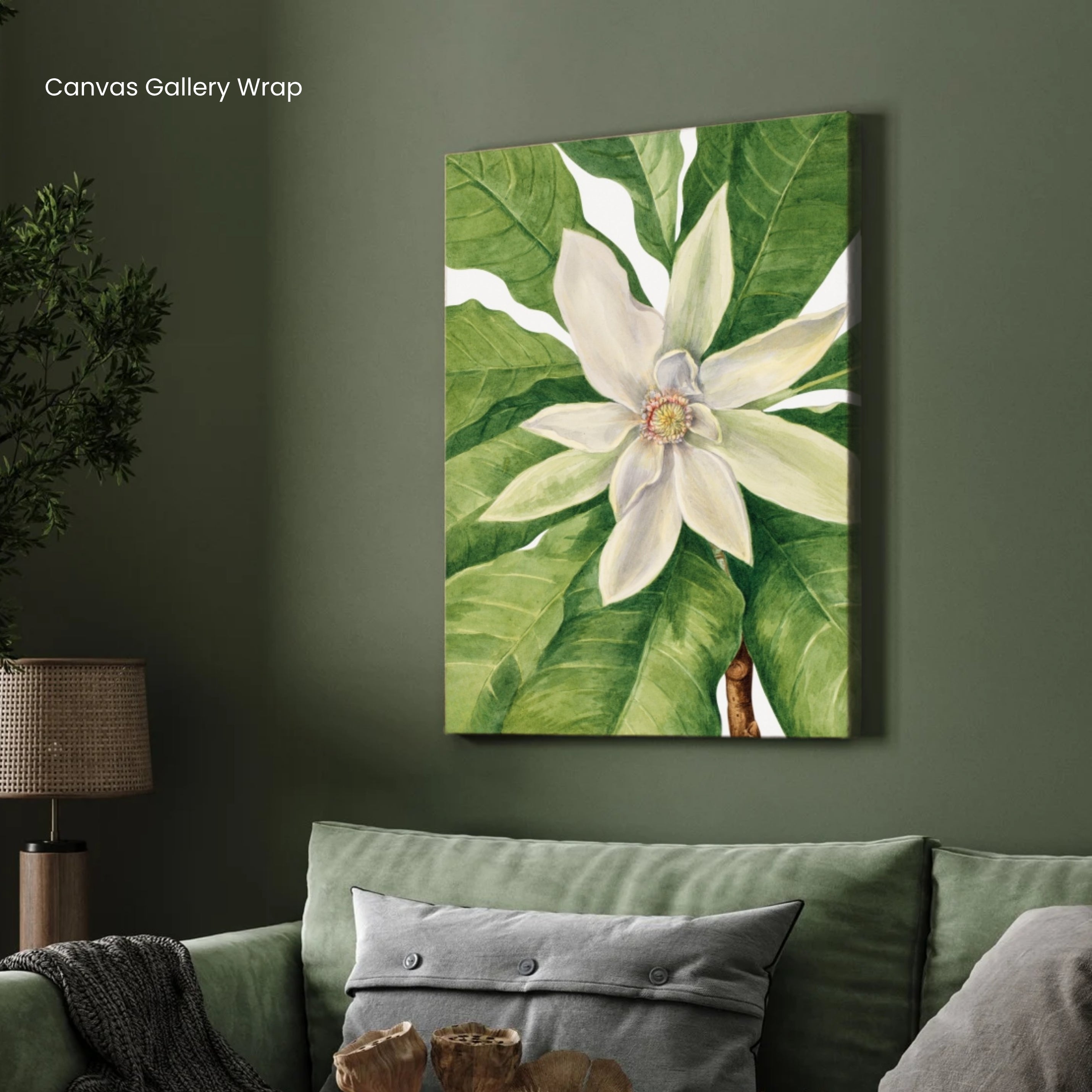 Lotus Serenity – Ivory Botanical Wall Art Print 2 : 3 Vertical Premium Wall Art Canvas by MeriDeewar