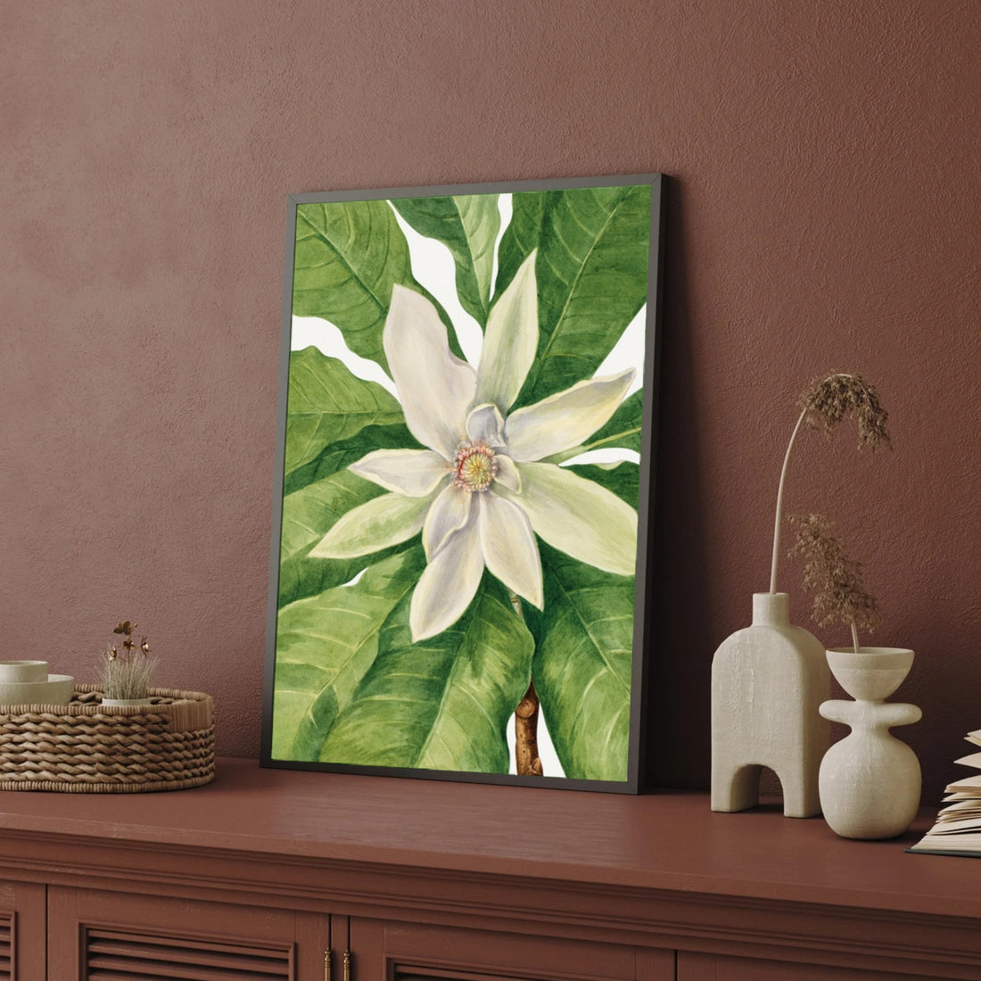 Lotus Serenity – Ivory Botanical Wall Art Print 2 : 3 Vertical Premium Wall Art Canvas by MeriDeewar