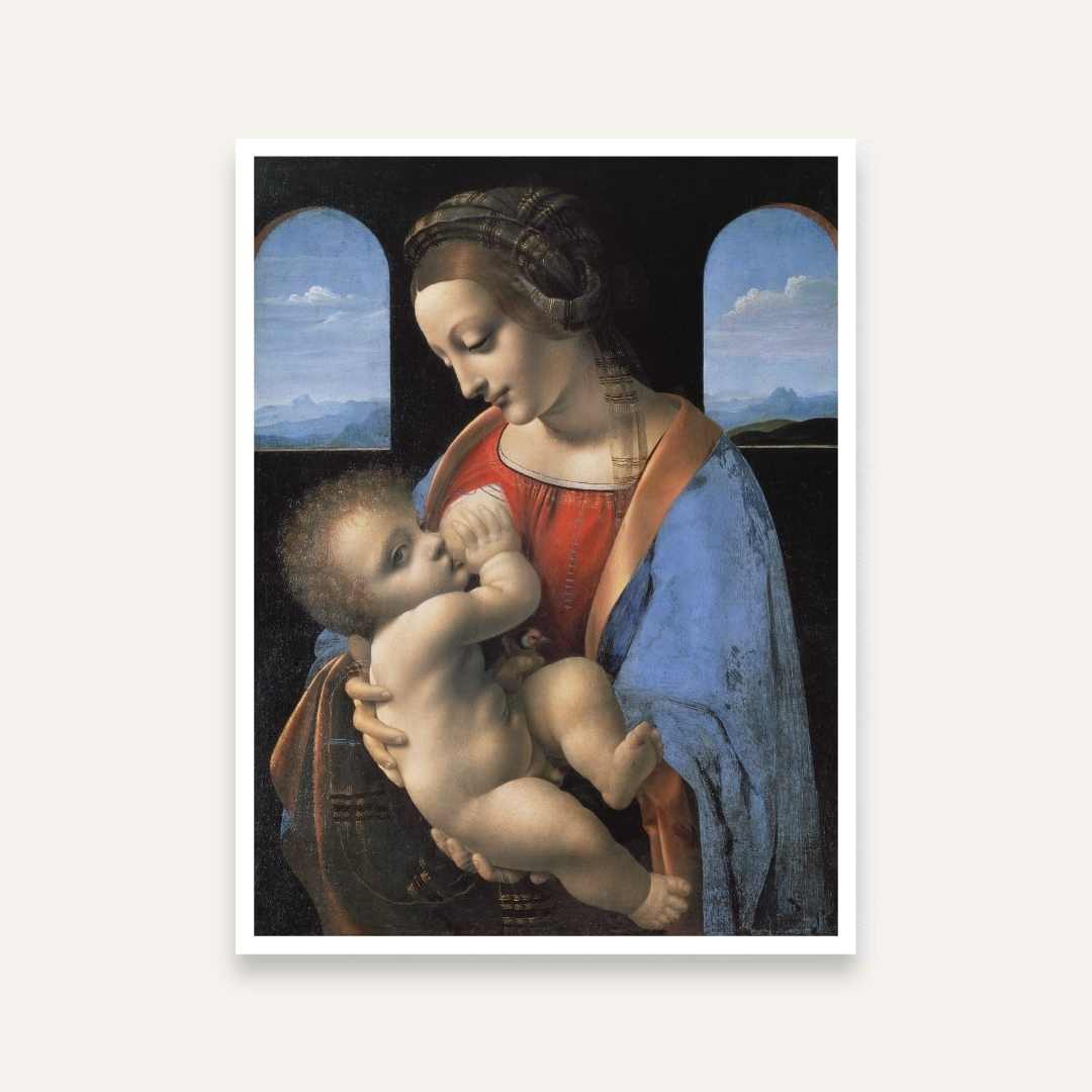 Madonna & Child Renaissance Painting for Living Room | Leonardo da Vinci Wall Art Print 4 :5 Vertical Premium Wall Art Canvas by MeriDeewar