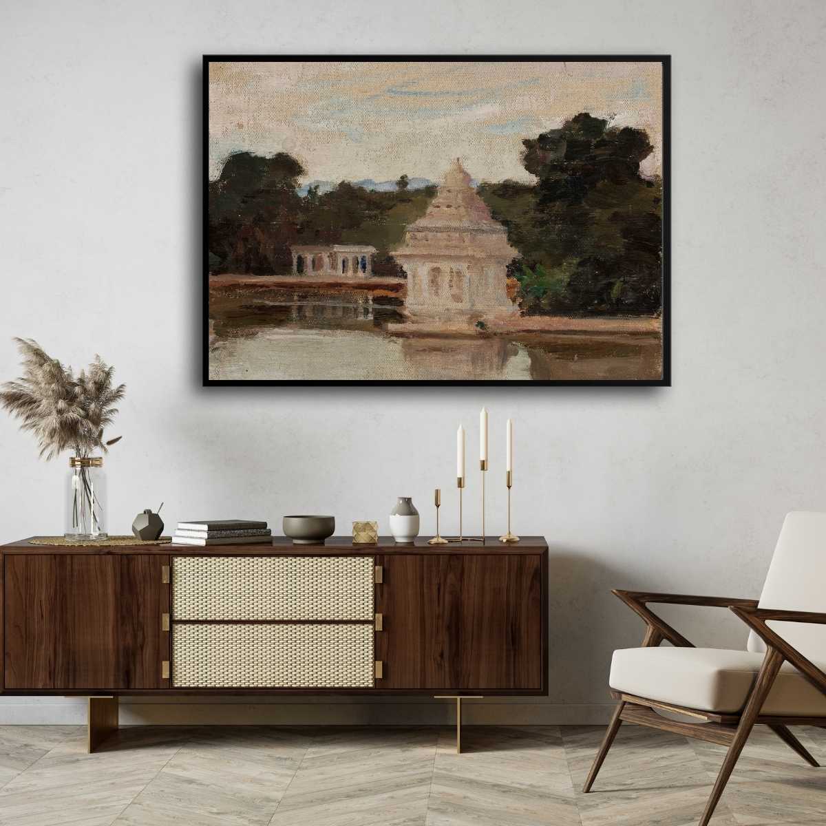 Madras Water Pavilion Oil Painting | Horizontal Framed Print 4 : 3 Horizontal Premium Wall Art Canvas by MeriDeewar