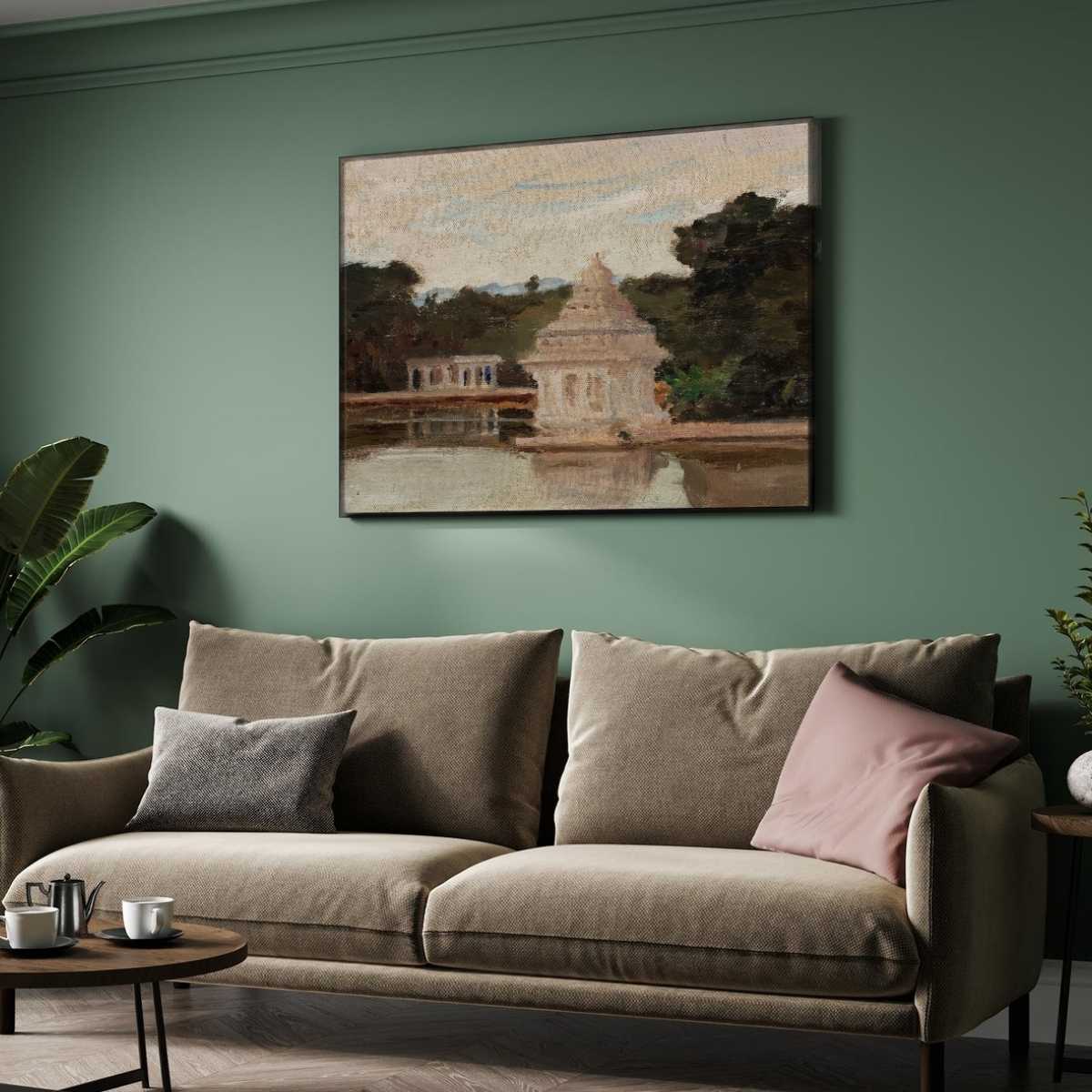 Madras Water Pavilion Oil Painting | Horizontal Framed Print 4 : 3 Horizontal Premium Wall Art Canvas by MeriDeewar