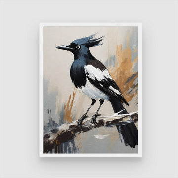 Magpie Bird Abstract Art – Unique Wall Decor | MeriDeewar.com 3 : 4 Vertical New Premium Wall Art Canvas by MeriDeewar