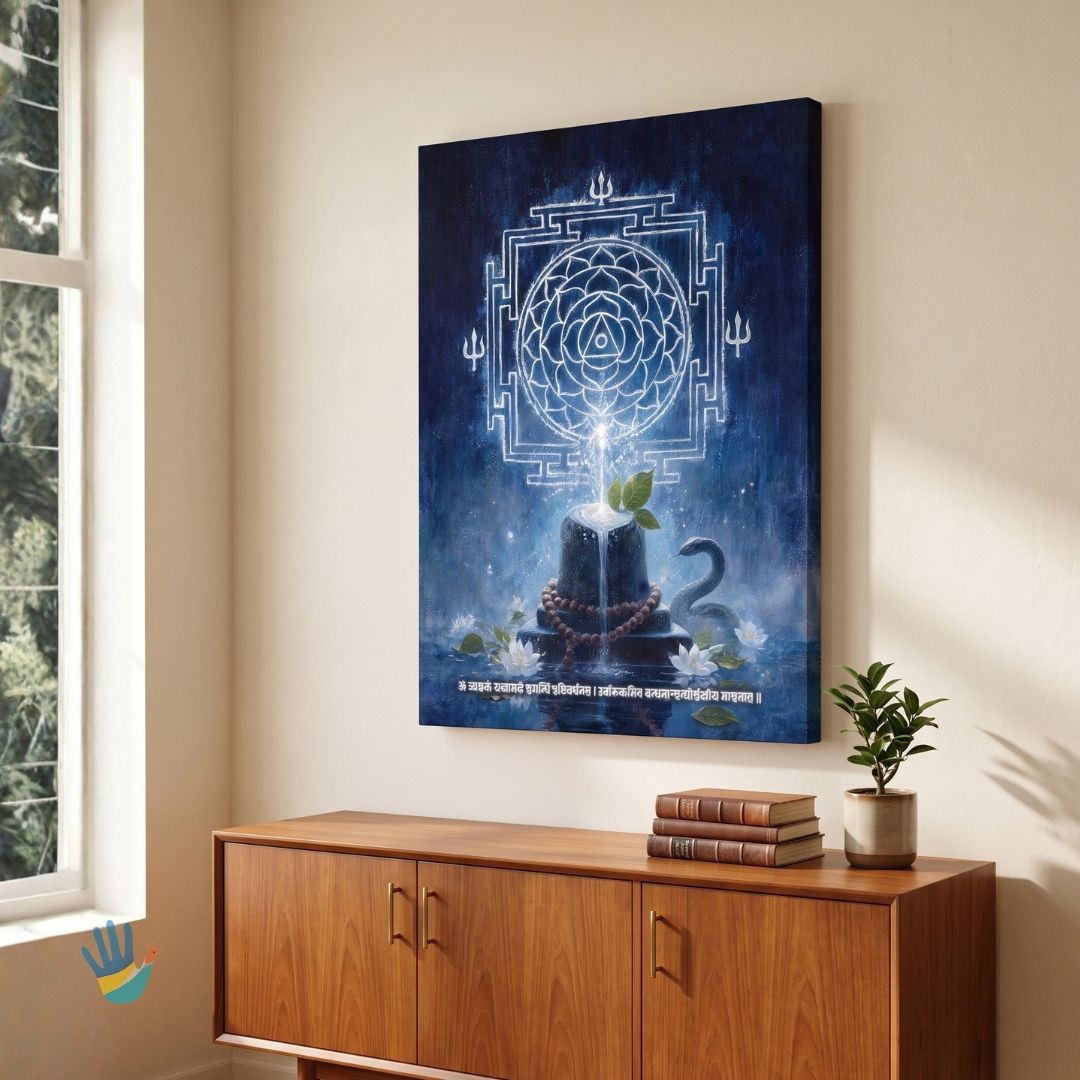 Mahamrityunjaya Yantra | Yantra Wall Art 3 : 4 Vertical Premium Wall Art Canvas by MeriDeewar
