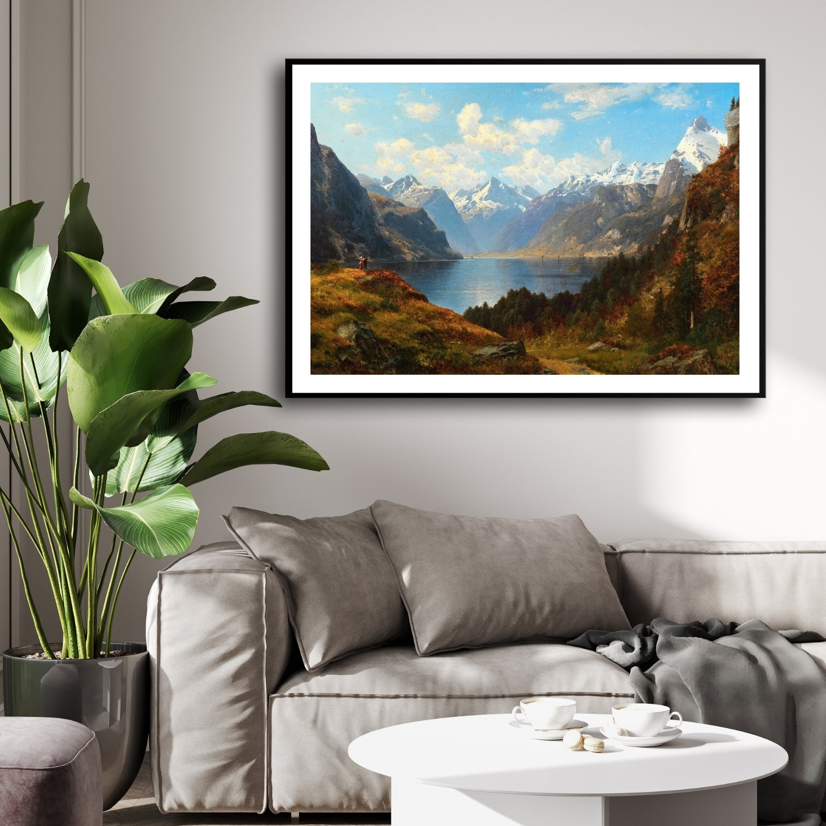 Majestic Mountain Lake Landscape Wall Art 2 : 3 Horizontal Premium Wall Art Canvas by MeriDeewar