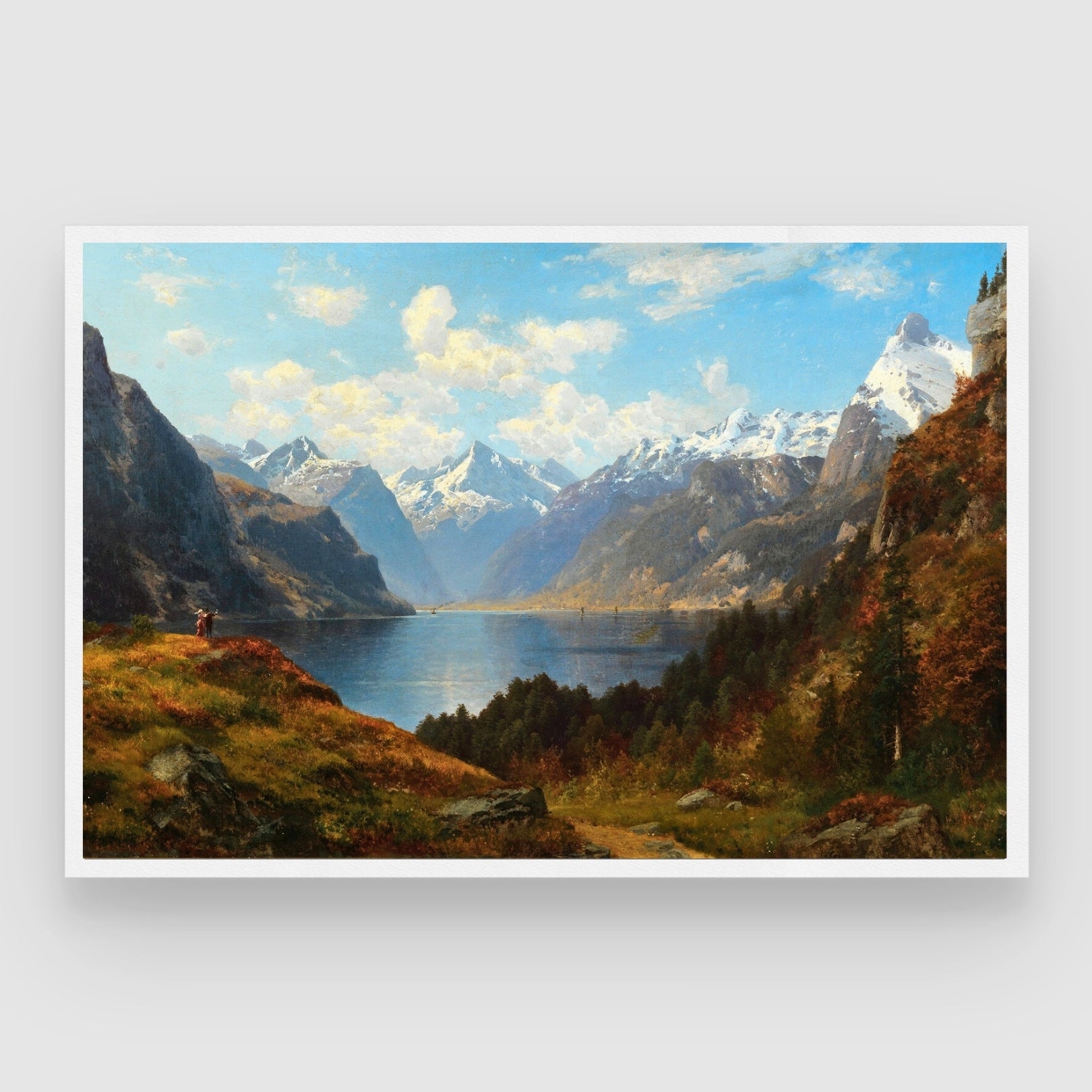 Majestic Mountain Lake Landscape Wall Art 2 : 3 Horizontal Premium Wall Art Canvas by MeriDeewar