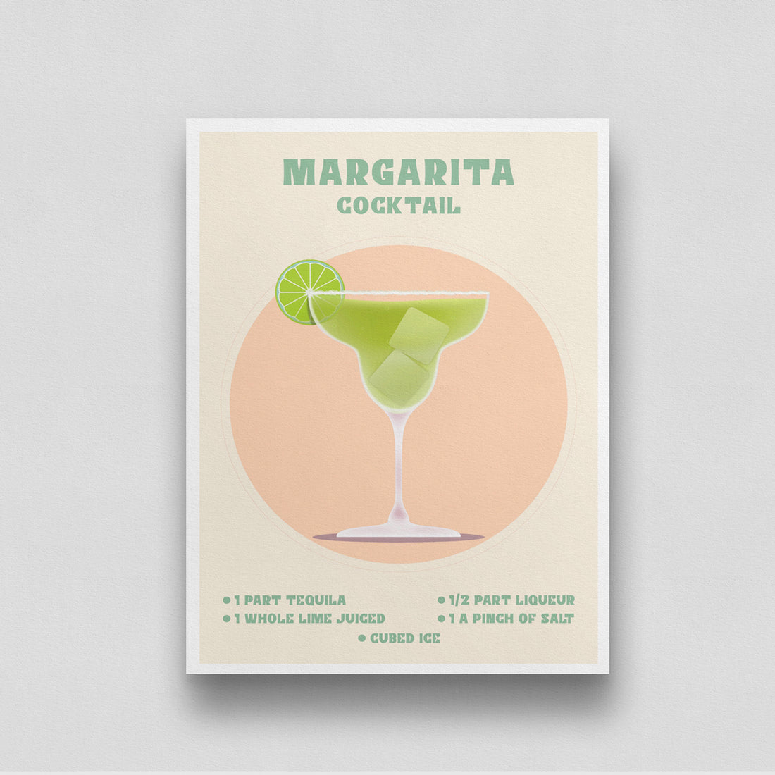Margarita Cocktail Poster 3 : 4 Vertical New Premium Wall Art Canvas by MeriDeewar