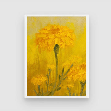 Marigold Abstract Art Painting - Vibrant Floral Decor 3 : 4 Vertical New Premium Wall Art Canvas by MeriDeewar