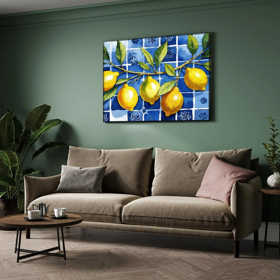 Mediterranean Lemons — Kitchen Wall Art Canvas Print 2 : 3 Horizontal Premium Wall Art Canvas by MeriDeewar