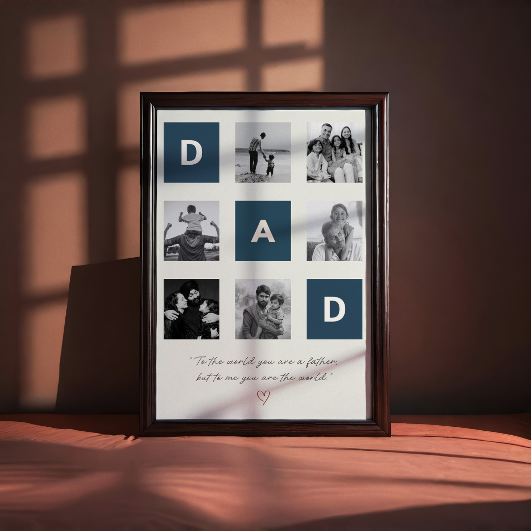 MeriDeewar Personalized DAD Photo Collage Frame with 6 Custom Pictures and Quote custom Premium Wall Art Canvas by MeriDeewar