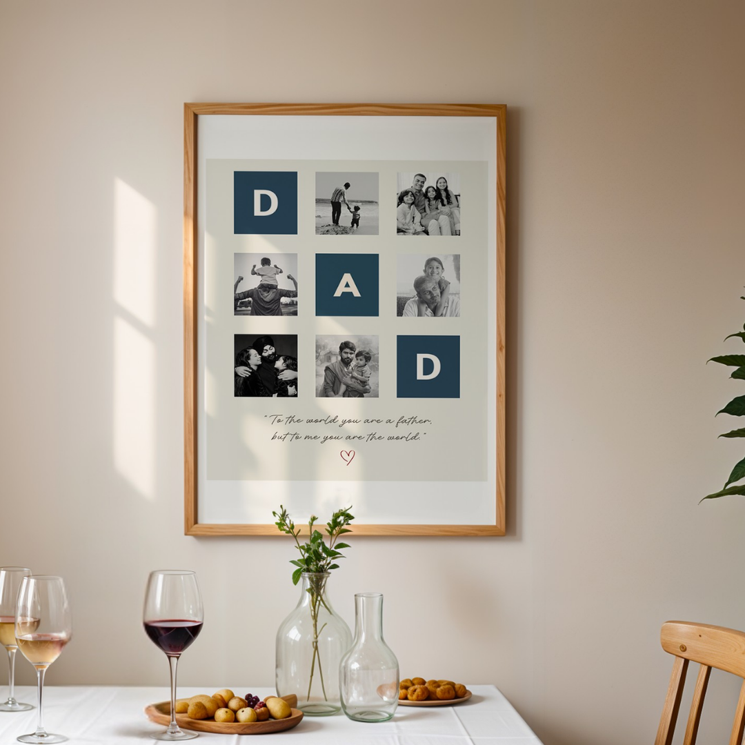 MeriDeewar Personalized DAD Photo Collage Frame with 6 Custom Pictures and Quote custom Premium Wall Art Canvas by MeriDeewar