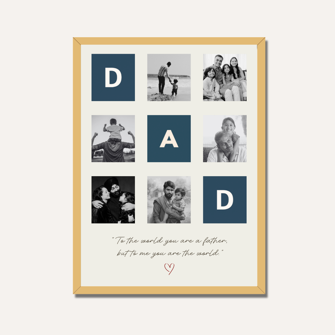 MeriDeewar Personalized DAD Photo Collage Frame with 6 Custom Pictures and Quote custom Premium Wall Art Canvas by MeriDeewar