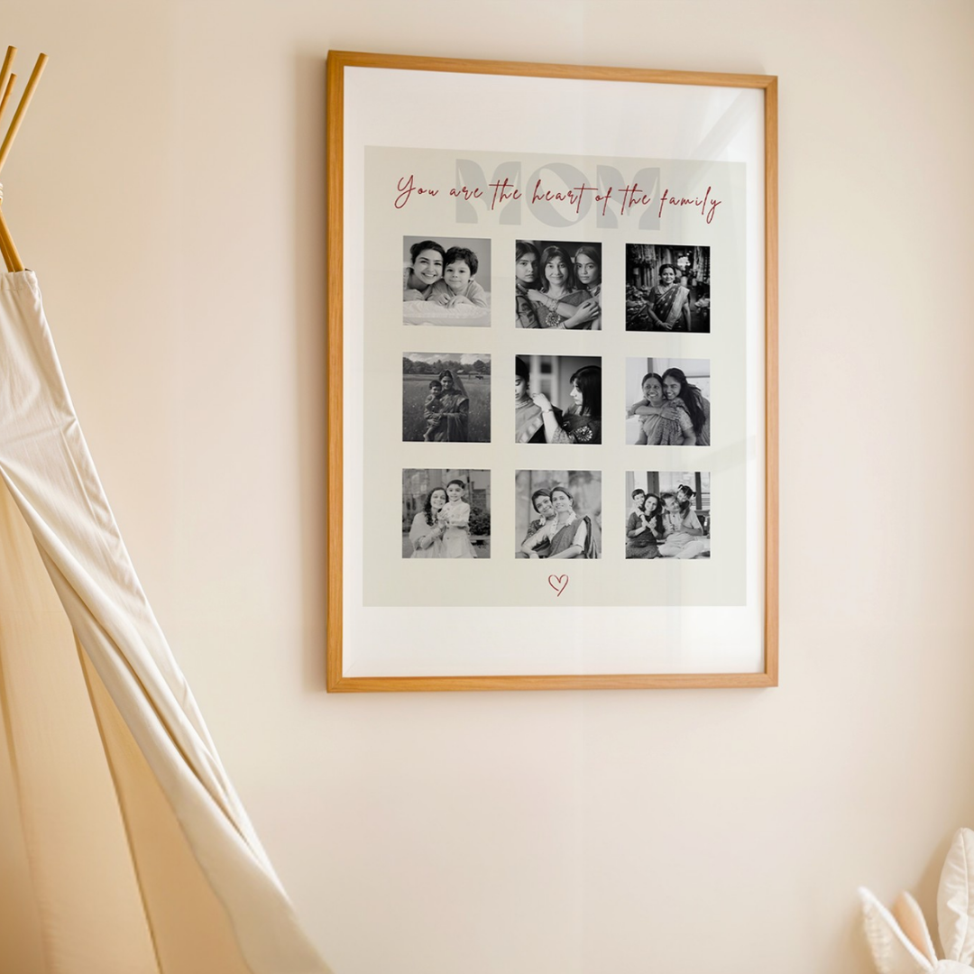 MeriDeewar Personalized MOM 9-Photo Collage Frame with Custom Heartfelt Message custom Premium Wall Art Canvas by MeriDeewar