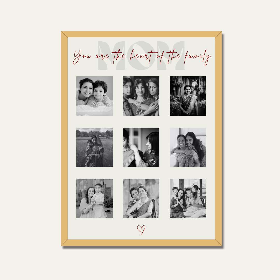 MeriDeewar Personalized MOM 9-Photo Collage Frame with Custom Heartfelt Message custom Premium Wall Art Canvas by MeriDeewar