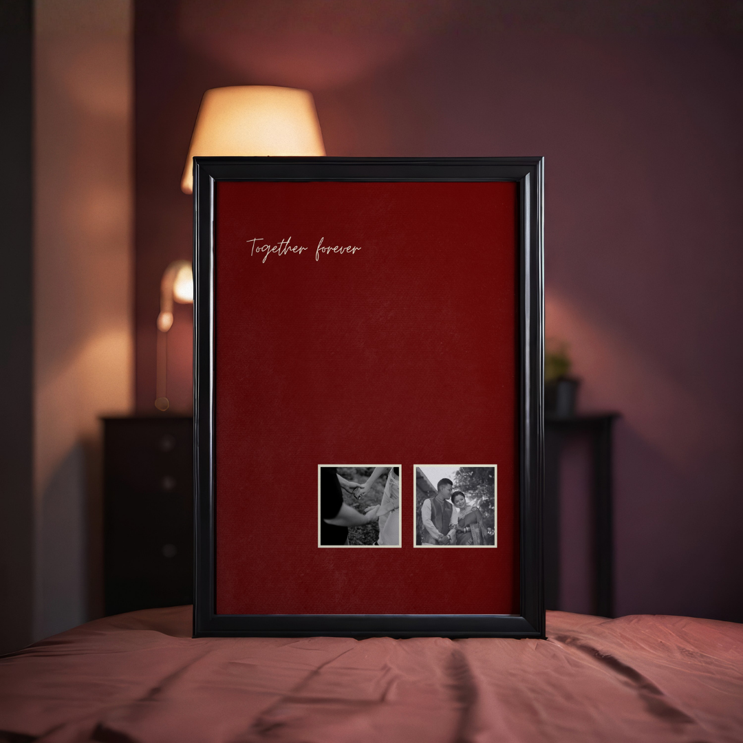 MeriDeewar Personalized "Together Forever" Minimalist Dual Photo Frame with Custom Quote custom Premium Wall Art Canvas by MeriDeewar
