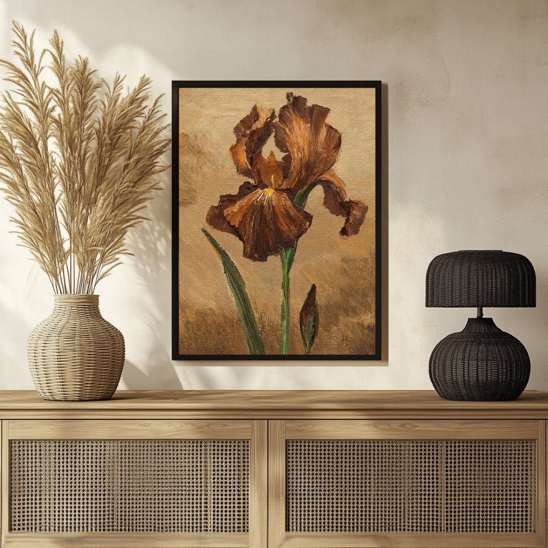 Modern Iris Flower Abstract Art for Elegant Home Interiors 3 : 4 Vertical New Premium Wall Art Canvas by MeriDeewar