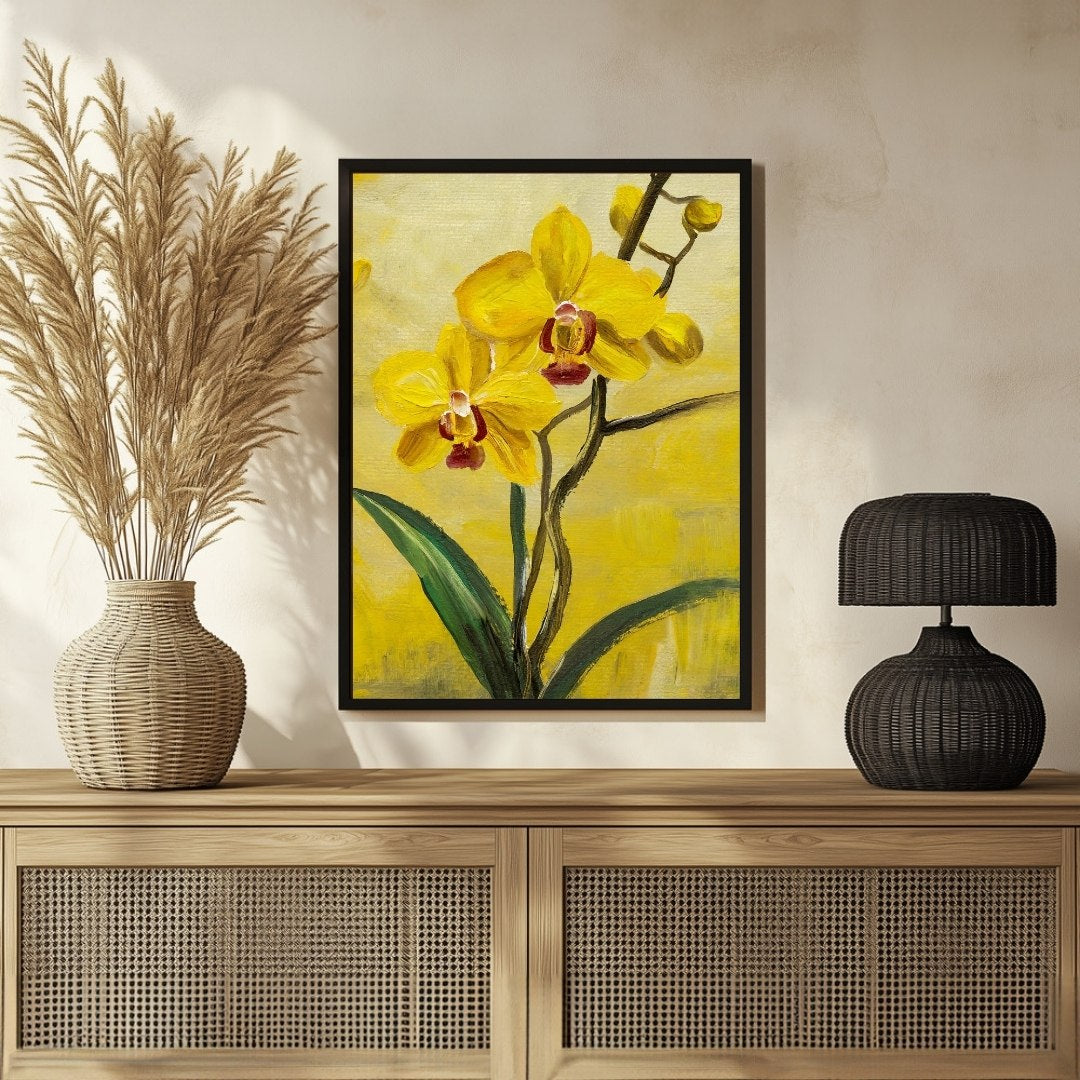 Modern Orchid Flower Abstract Canvas Art for Living Room 3 : 4 Vertical New Premium Wall Art Canvas by MeriDeewar