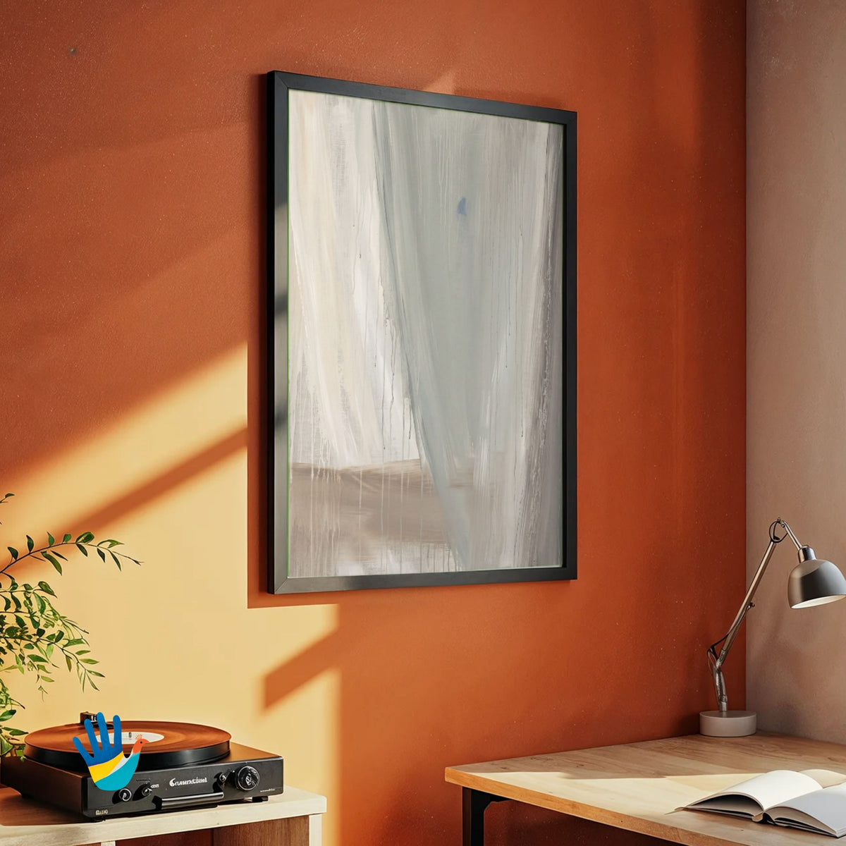 Monsoon Linen | Soft Grey Tonal Abstract Wall Art 3 : 4 Vertical Premium Wall Art Canvas by MeriDeewar