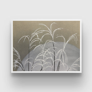 Moon and Grasses Painting By Kamisaka Sekka 3 : 4 Horizontal New Premium Wall Art Canvas by MeriDeewar