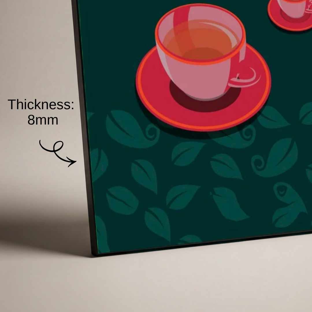 "Morning Brew" Minimalist Tea & Coffee Art | Vertical Borderless Art Frame Poster Premium Wall Art Canvas by MeriDeewar