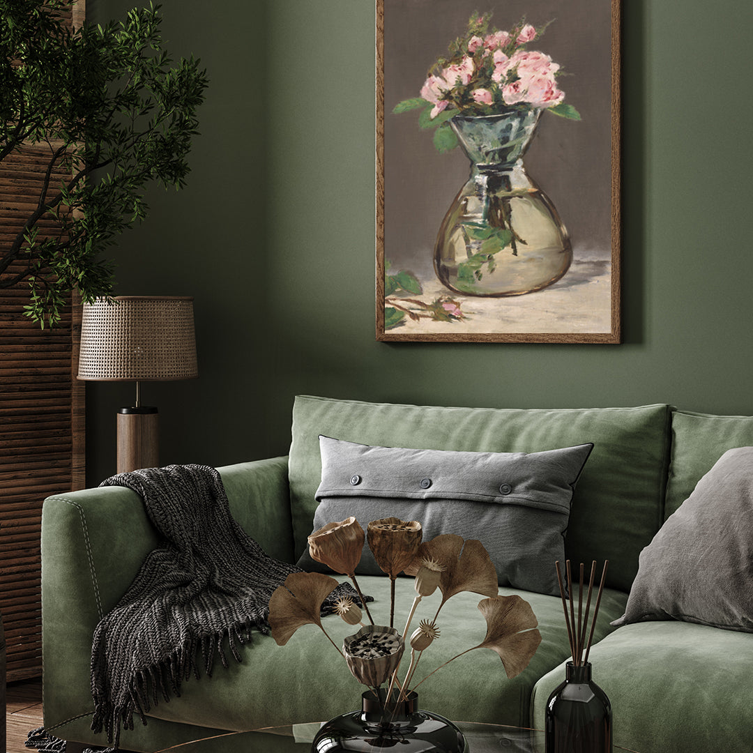 Moss Roses in a Vase by Édouard Manet 3 : 4 Vertical New Premium Wall Art Canvas by MeriDeewar