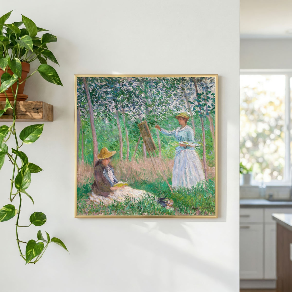 Nature Scenery Painting for Living Room | Claude Monet Impressionist Wall Art | MeriDeewar 1 : 1 Square Premium Wall Art Canvas by MeriDeewar