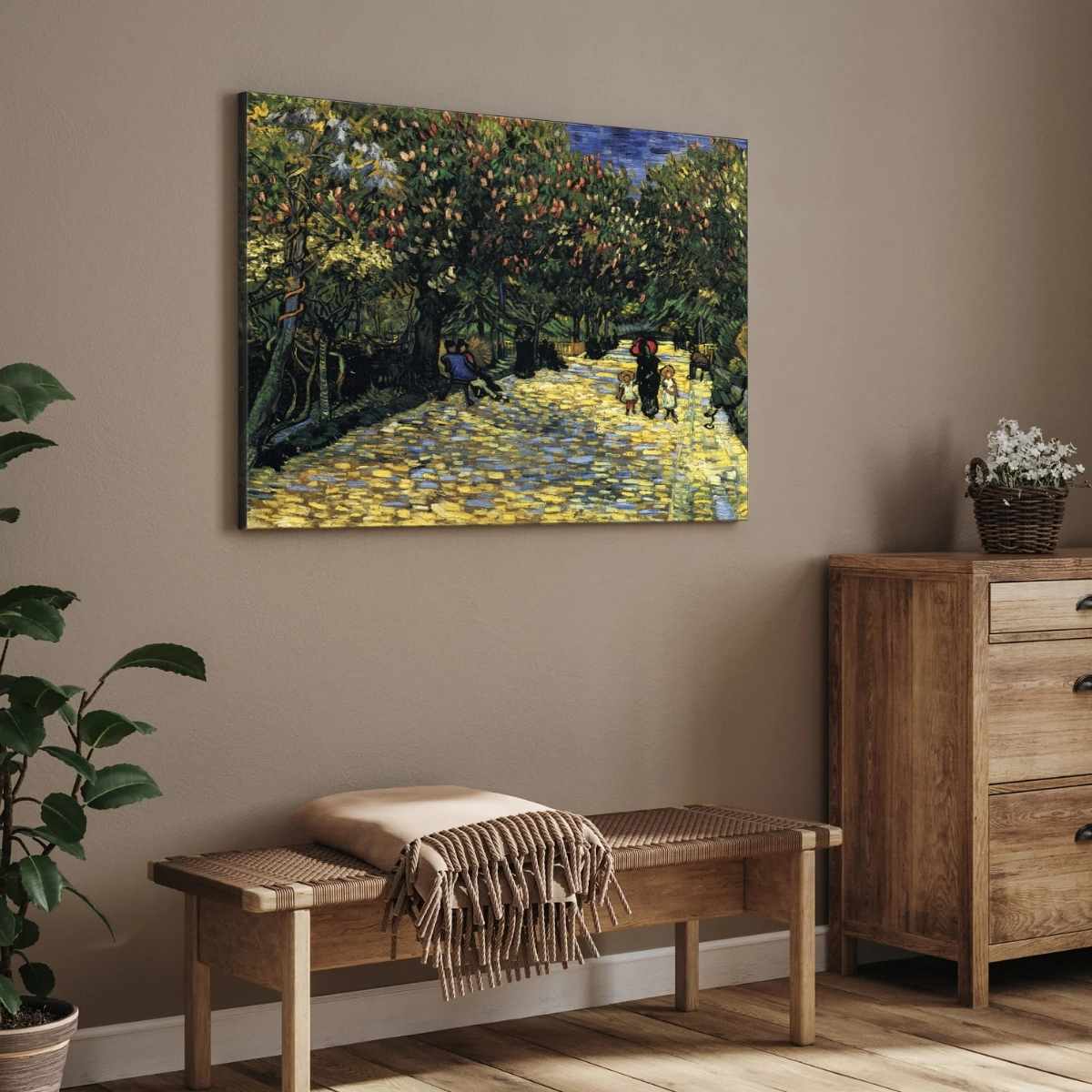 Nature Scenery Painting for Living Room – Van Gogh Chestnut Trees Avenue | Giclée Fine Art Print 4 : 3 Horizontal Premium Wall Art Canvas by MeriDeewar