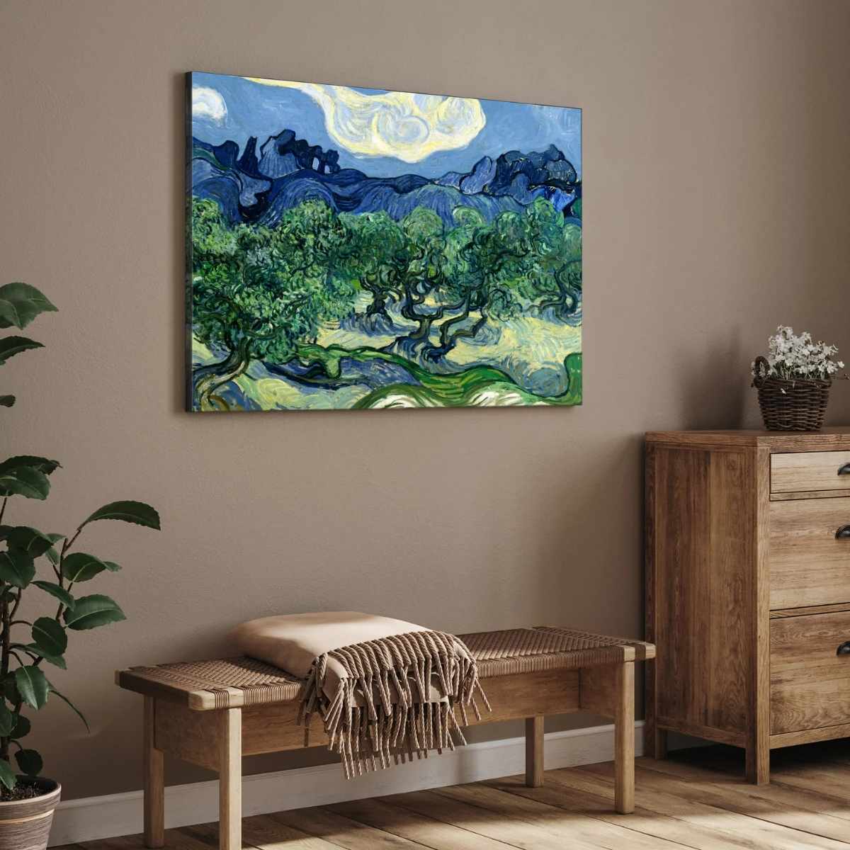Nature Scenery Painting for Living Room – Van Gogh Olive Trees | Giclée Fine Art Print 4 : 3 Horizontal Premium Wall Art Canvas by MeriDeewar