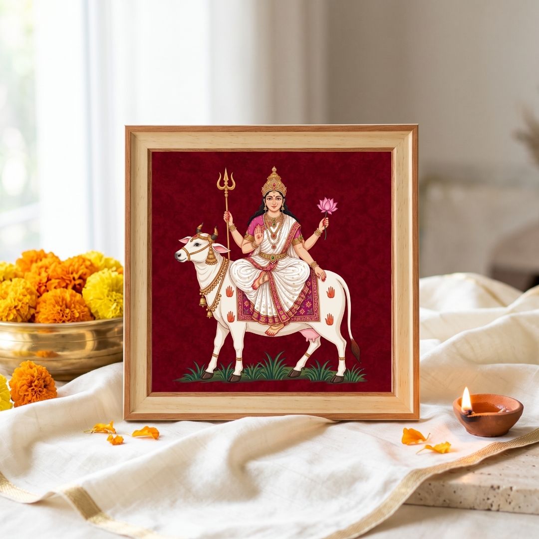 Navadurga | Nine Forms of Goddess Durga Set of 9 Framed Art. Curate Premium Wall Art Canvas by MeriDeewar