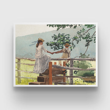 On the Stile Painting by Winslow Homer 3 : 4 Horizontal New Premium Wall Art Canvas by MeriDeewar