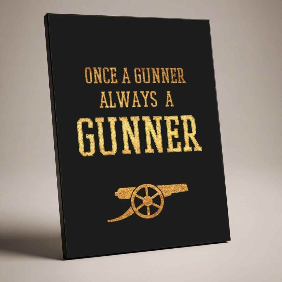 "Once A Gunner Always A Gunner" Typography Poster | Vertical Borderless Art Frame Poster Premium Wall Art Canvas by MeriDeewar