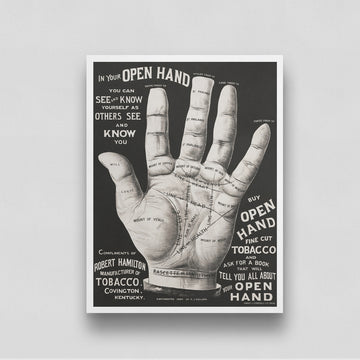 Open Hand Fine Cut Tobacco Advertising Poster 3 : 4 Vertical New Premium Wall Art Canvas by MeriDeewar