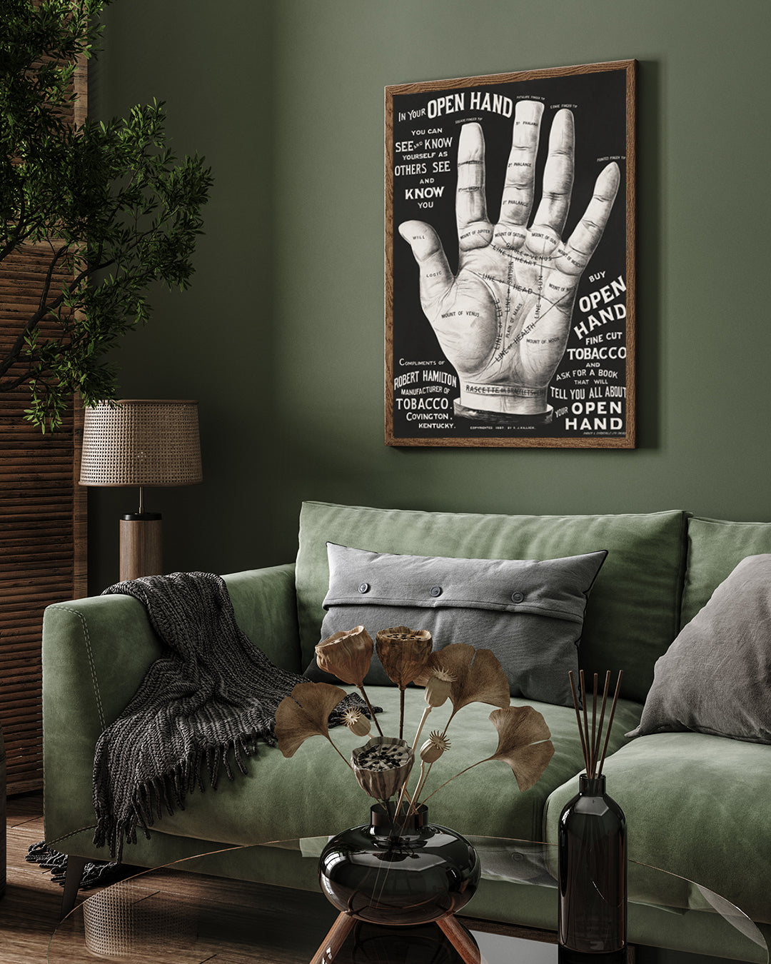 Open Hand Fine Cut Tobacco Advertising Poster 3 : 4 Vertical New Premium Wall Art Canvas by MeriDeewar