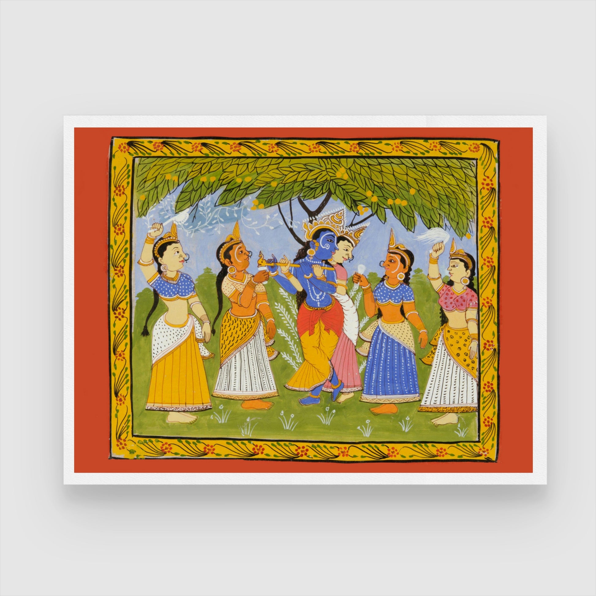 Painting Of Lord Krishna Radha Indian Art 4 : 3 Horizontal Premium Wall Art Canvas by MeriDeewar