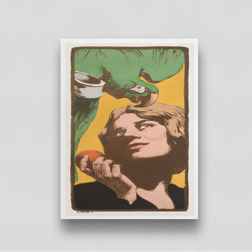 Parrot with Blonde Woman Poster 3 : 4 Vertical New Premium Wall Art Canvas by MeriDeewar