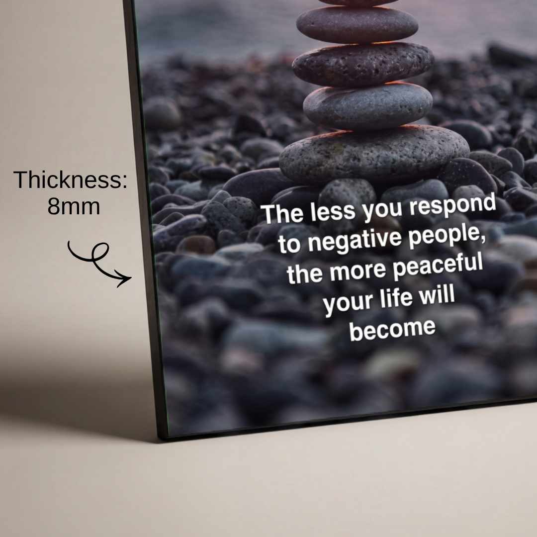 "Peaceful Life" Zen Stone Meditation Quote Poster | Vertical Borderless Art Frame Poster Premium Wall Art Canvas by MeriDeewar