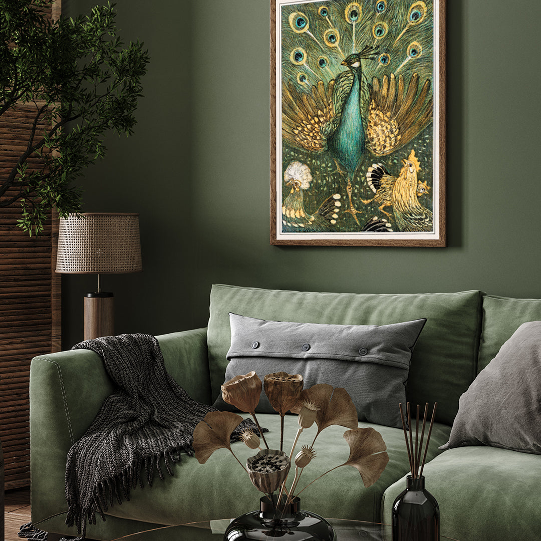 Peacock by Theo Van Hoytema 3 : 4 Vertical New Premium Wall Art Canvas by MeriDeewar