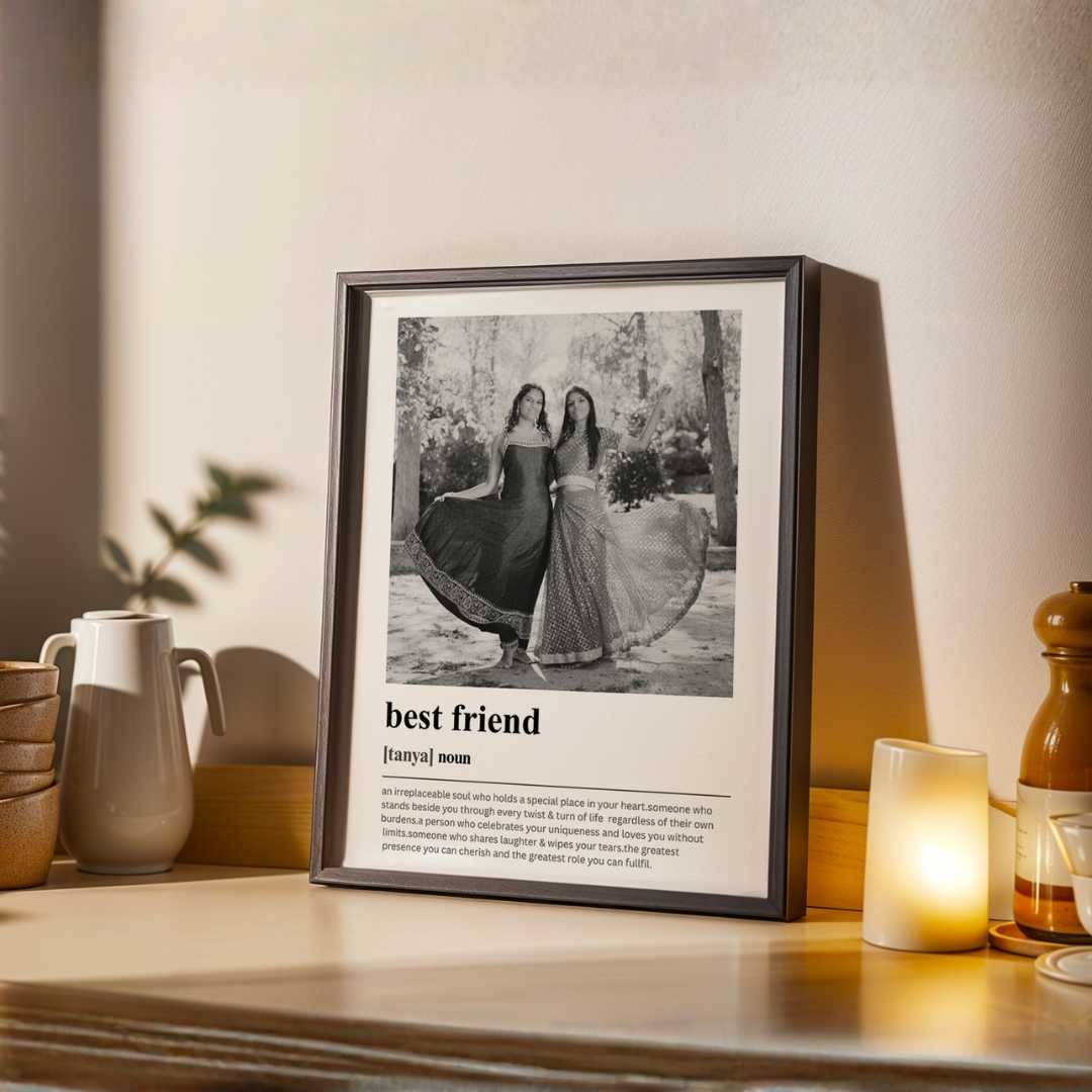 Personalized Best Friend Dictionary Definition Photo Frame | Custom Friendship Art custom Premium Wall Art Canvas by MeriDeewar