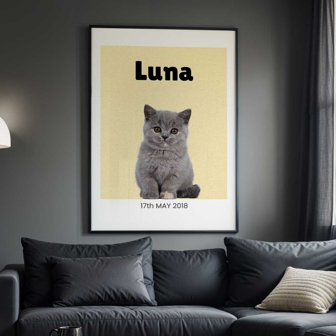 Personalized Cat Portrait Photo Frame | Custom Minimalist Pet Wall Art custom Premium Wall Art Canvas by MeriDeewar