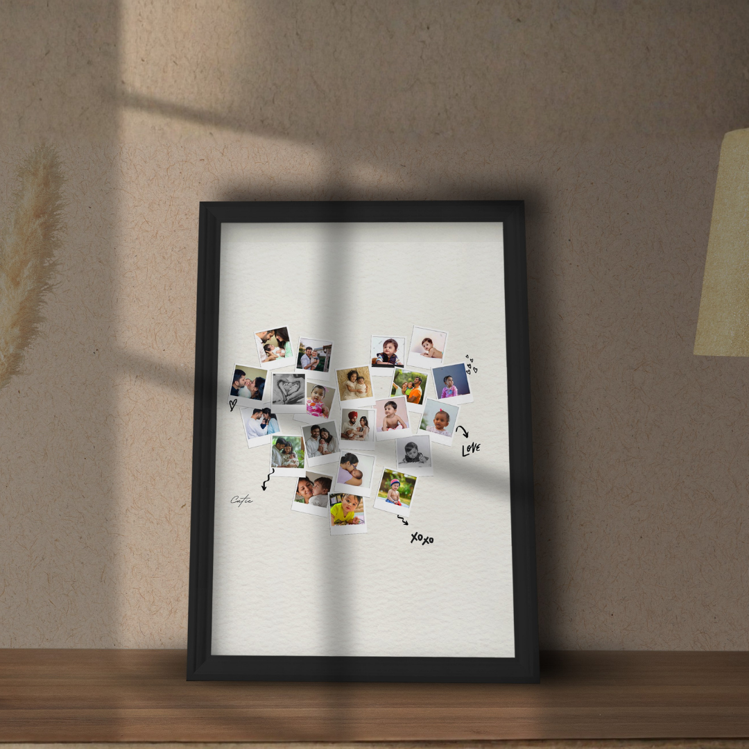 Personalized "Heart Full of Memories" Polaroid Collage Frame custom Premium Wall Art Canvas by MeriDeewar