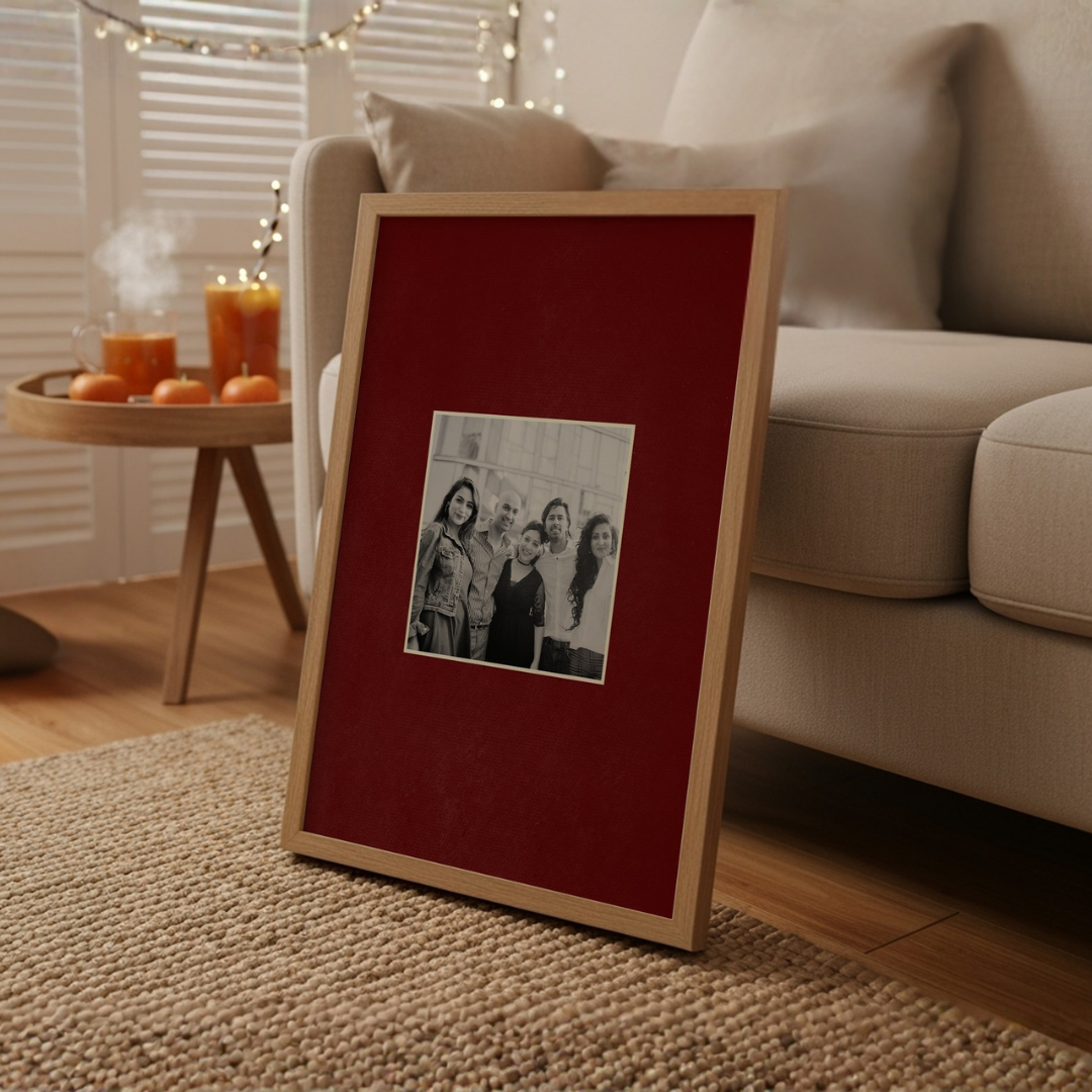 Personalized Minimalist Single Photo Frame | Deep Red Gallery Mat Custom Wall Art custom Premium Wall Art Canvas by MeriDeewar