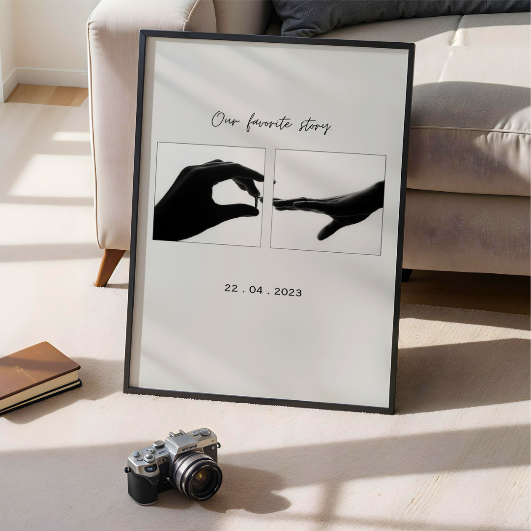 Personalized "Our Favorite Story" Split-Photo Frame | Custom Engagement & Wedding Art custom Premium Wall Art Canvas by MeriDeewar