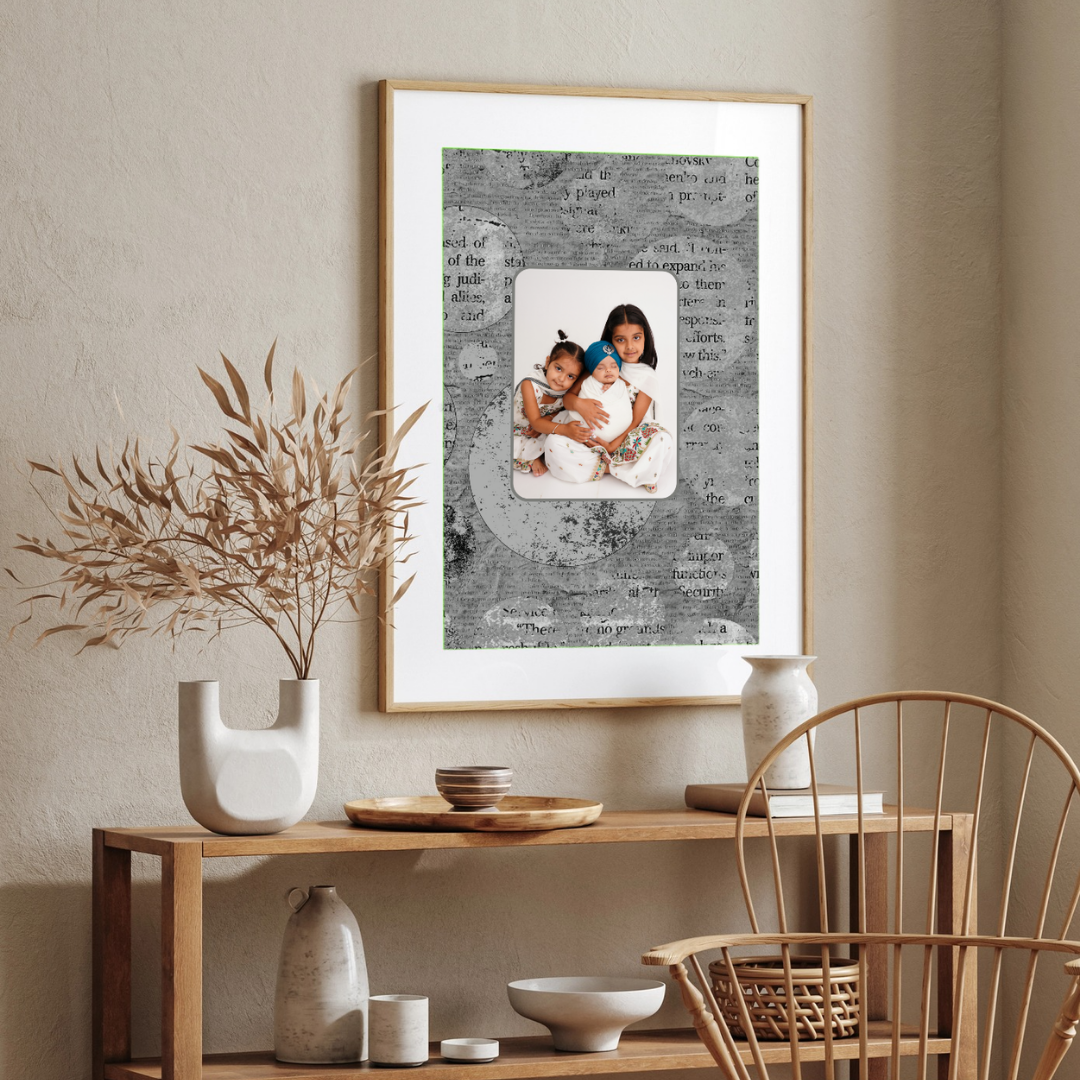 Personalized Vintage Newspaper Typography Photo Frame | Custom Eclectic Wall Art custom Premium Wall Art Canvas by MeriDeewar