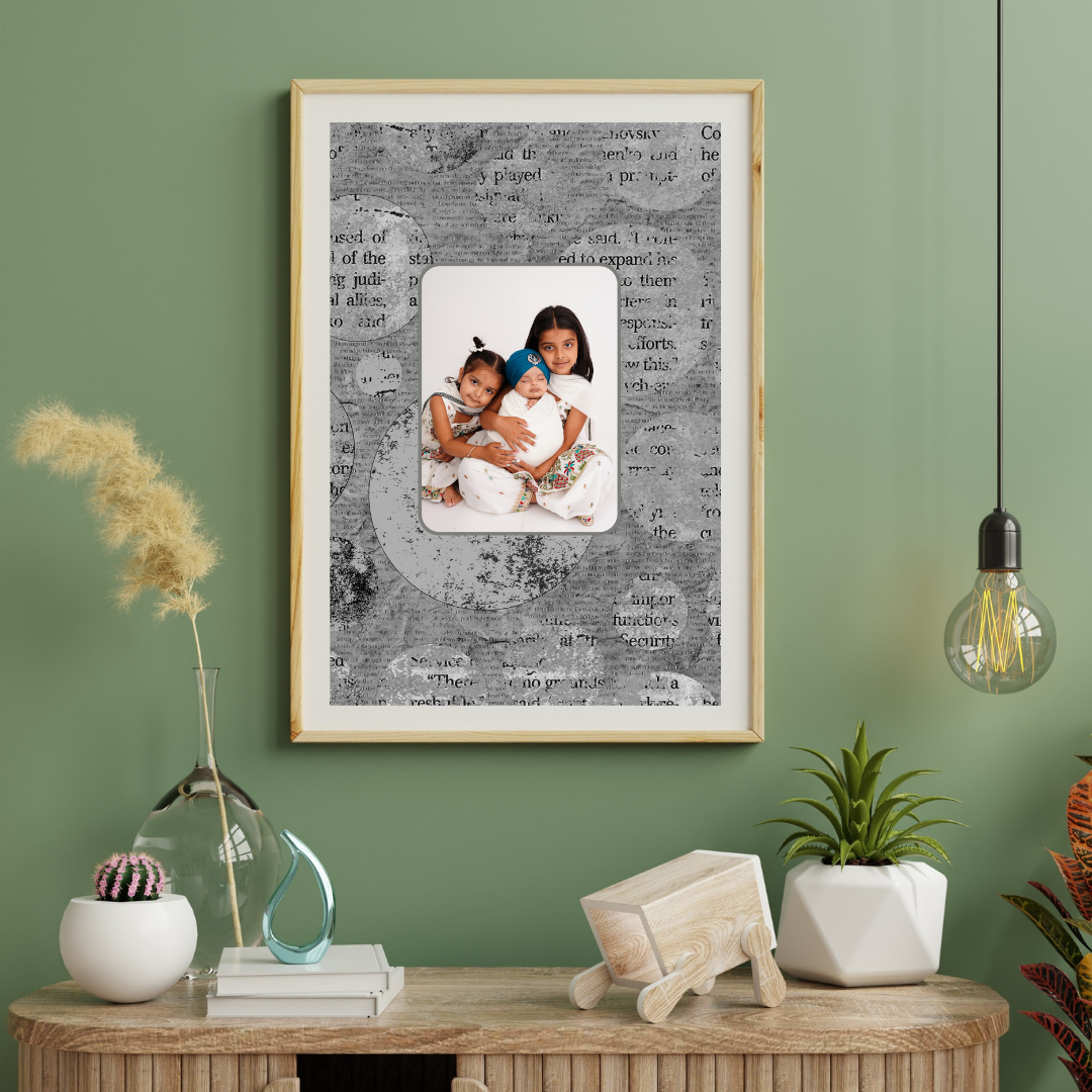 Personalized Vintage Newspaper Typography Photo Frame | Custom Eclectic Wall Art custom Premium Wall Art Canvas by MeriDeewar