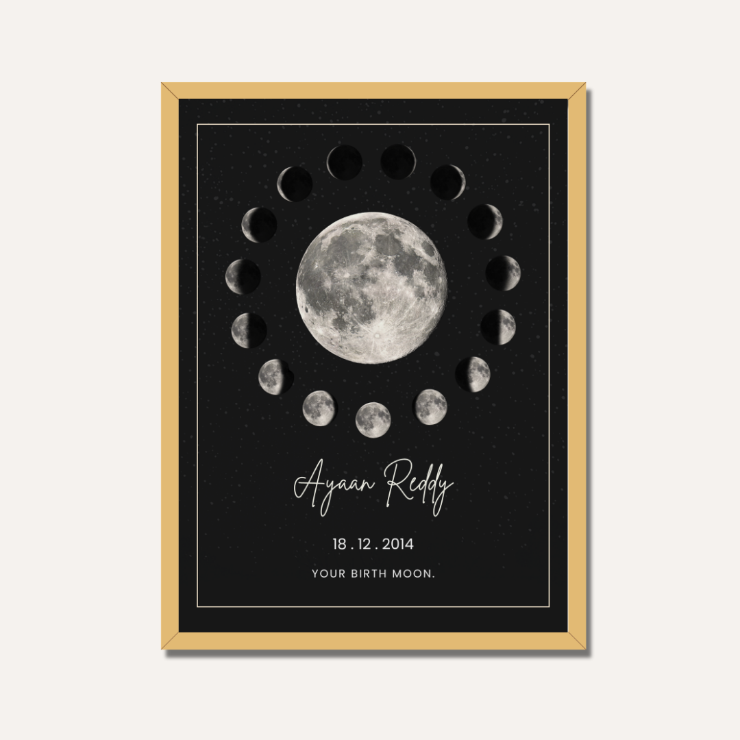 Personalized "Your Birth Moon" Phase Circle Frame | Custom Celestial Wall Art custom Premium Wall Art Canvas by MeriDeewar