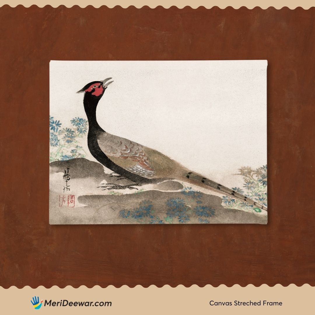 Pheasant by Ogata Korin 3 : 4 Horizontal New Premium Wall Art Canvas by MeriDeewar