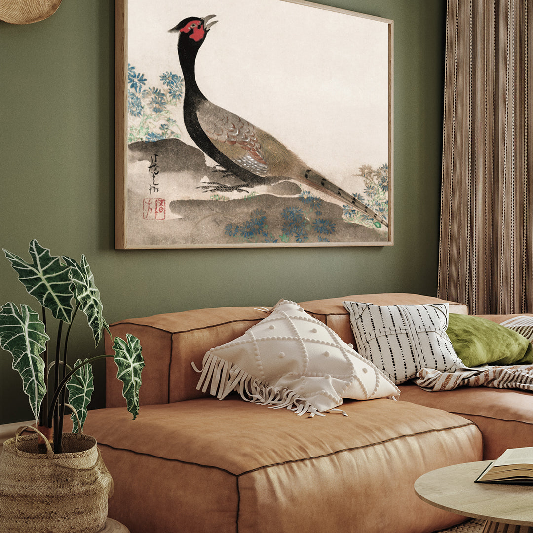 Pheasant by Ogata Korin 3 : 4 Horizontal New Premium Wall Art Canvas by MeriDeewar