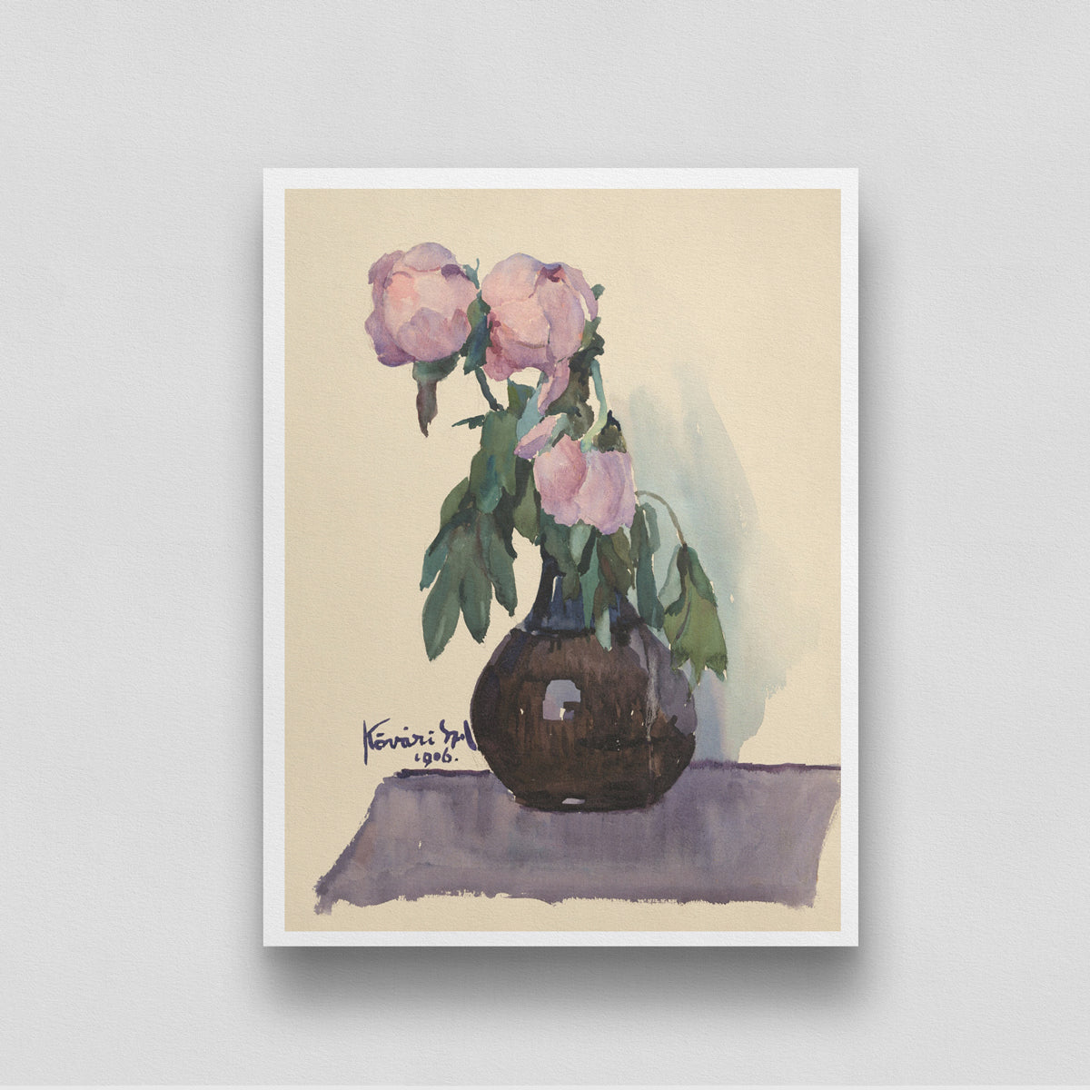 Pink Beautiful Flowers in the Vase Painting 3 : 4 Vertical New Premium Wall Art Canvas by MeriDeewar