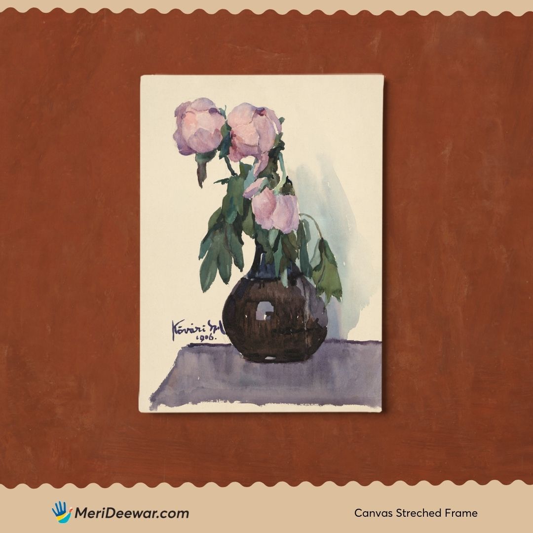 Pink Beautiful Flowers in the Vase Painting 3 : 4 Vertical New Premium Wall Art Canvas by MeriDeewar