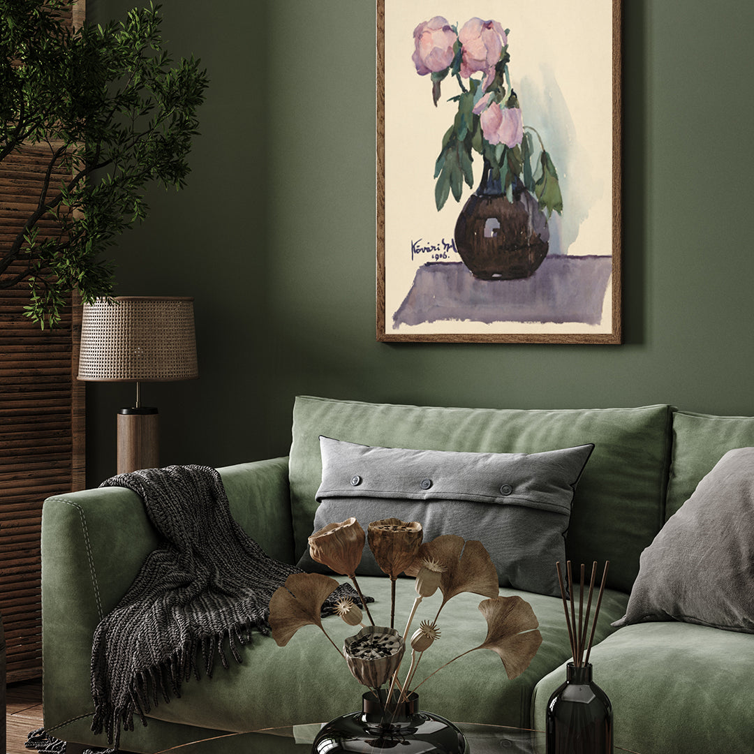Pink Beautiful Flowers in the Vase Painting 3 : 4 Vertical New Premium Wall Art Canvas by MeriDeewar